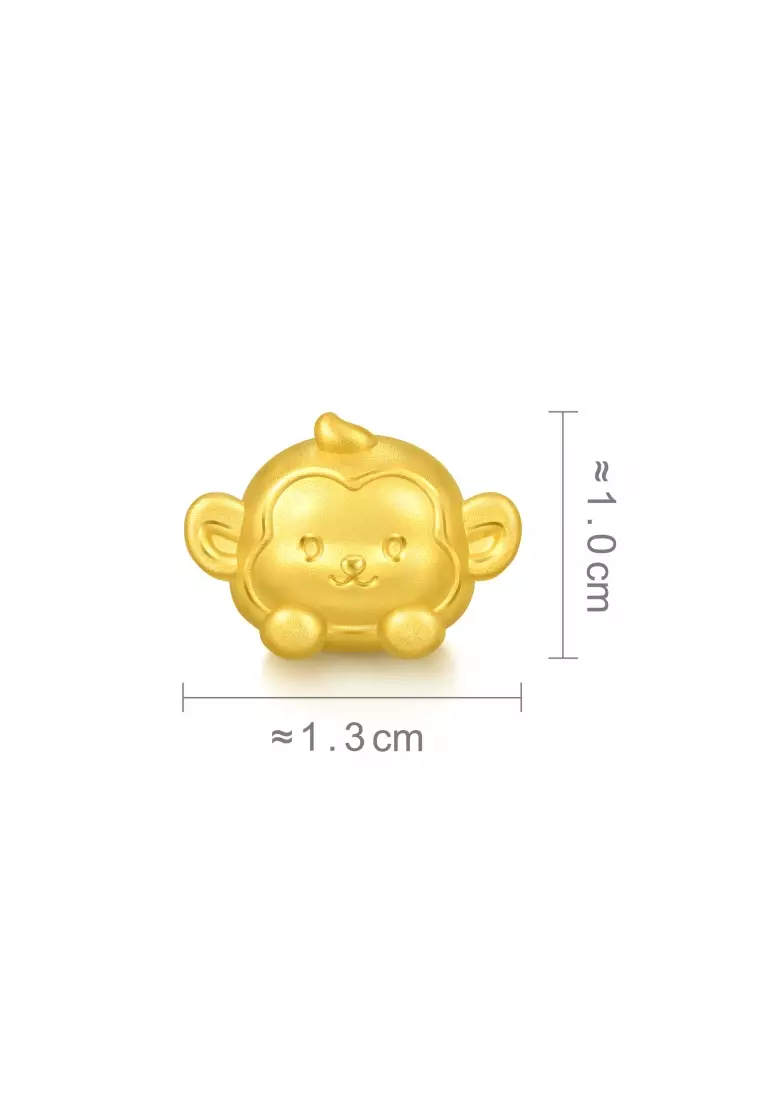 999 Gold Chinese Zodiac Monkey Charm for Women & Men 95967C  [Bracelet not included]