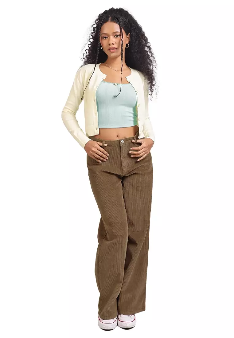 Cropped button down cardigan sales