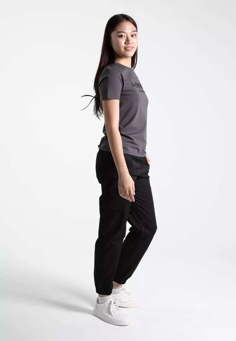 Forest Ladies Polyester Elastic Waisted Cargo Pants Women Casual Jogger Long Pants - 810494-01Black