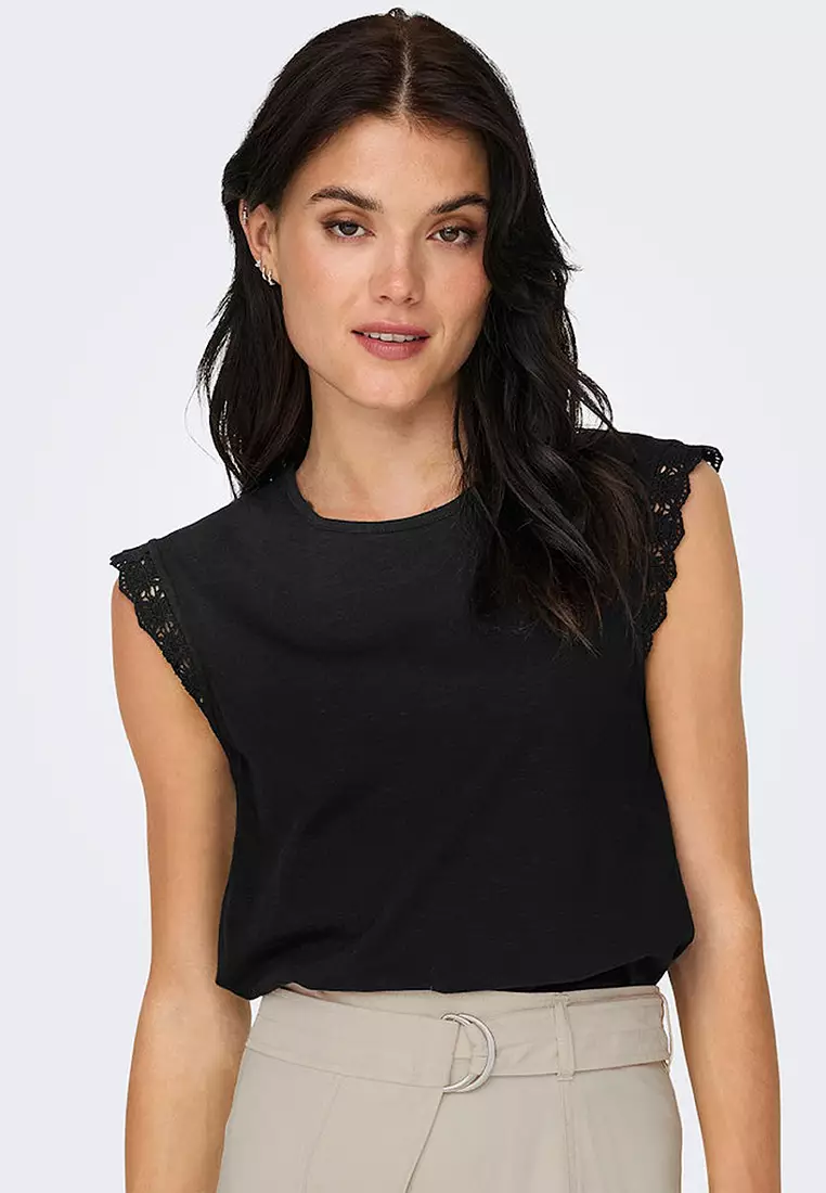 Sleeveless Crochet Jersey Top