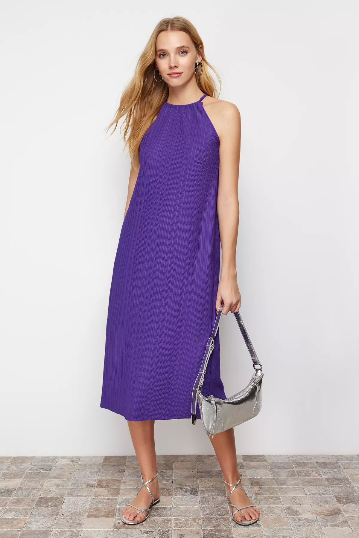 Pleated Knit Dress