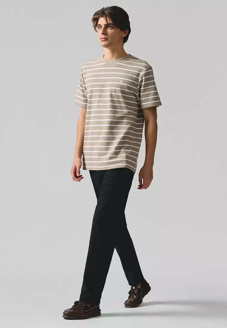 Regular Fit Striped T-Shirt In Honeycomb Pique
