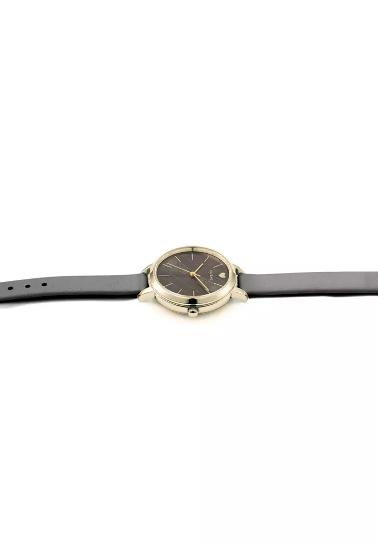 [Sustainable Watch] Oui & Me Petite Amourette Quartz Watch Dark Grey Leather Strap ME010150