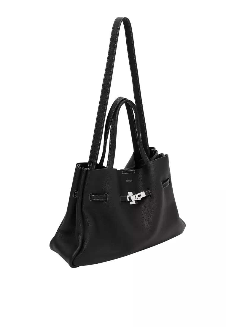 SAOIRSE Soft Structural Belt Tote Bag - Black