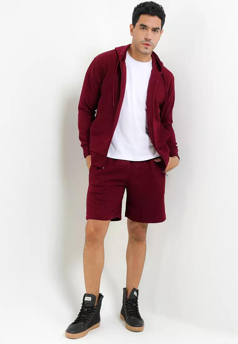 SYZLO Jaket Hoodie Comfy Diamond Fleece - Maroon