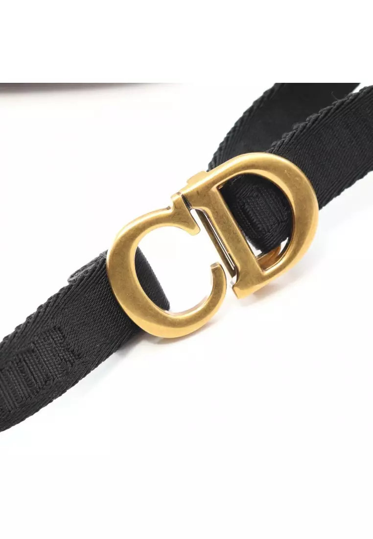 Pre-Loved Christian Dior SADDLE saddle oblique waist bag body bag canvas leather beige Bordeaux