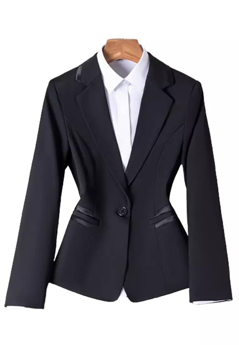 Single Button Slim Suit Blazer
