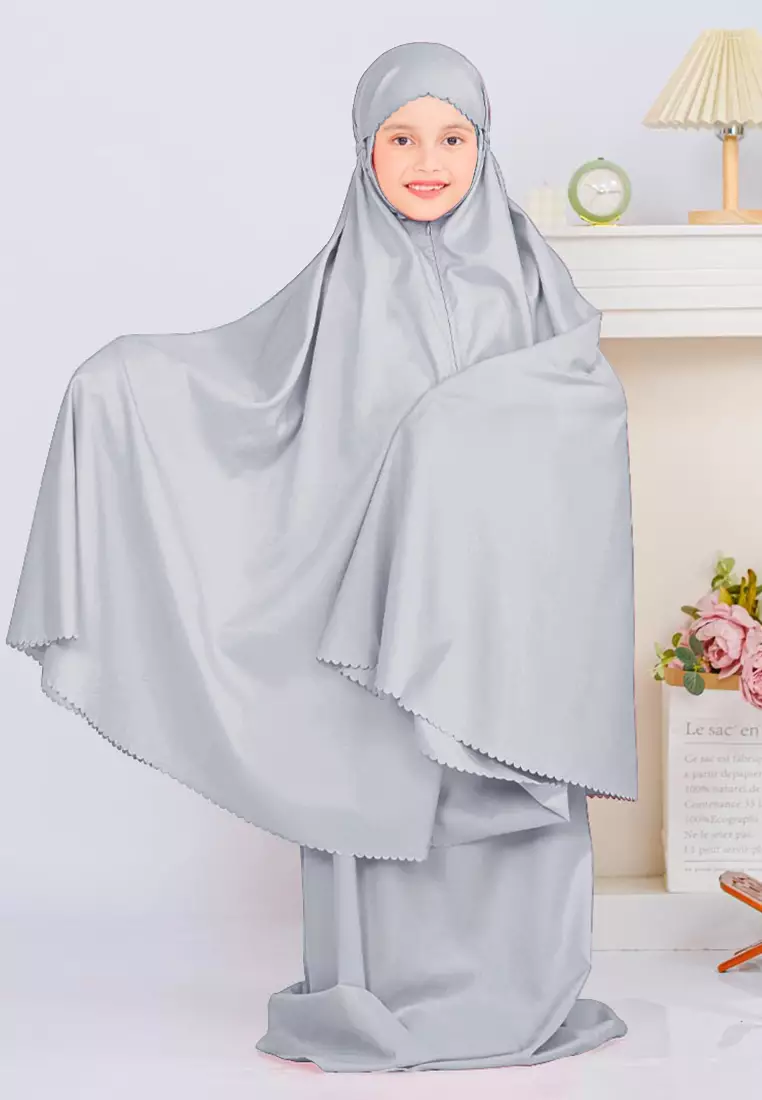 Zelena - Mukena Basic Sabira Lasercut 2in1 Prayer Set - Anak