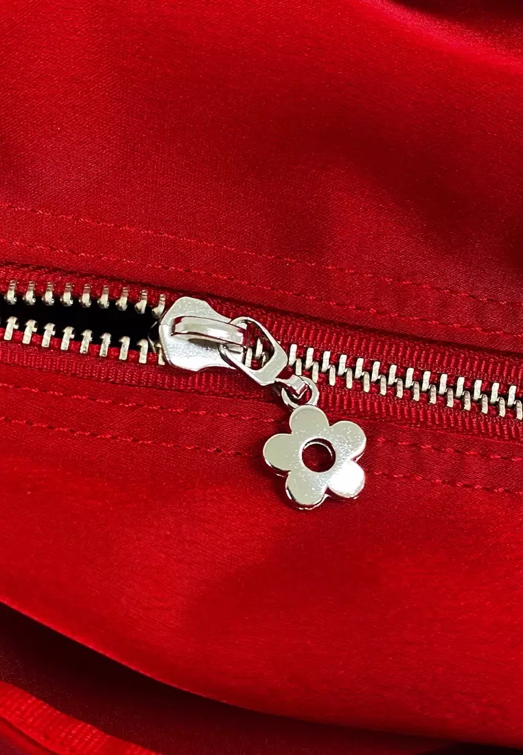 Mini Duffle Bag_Blood Red Satin