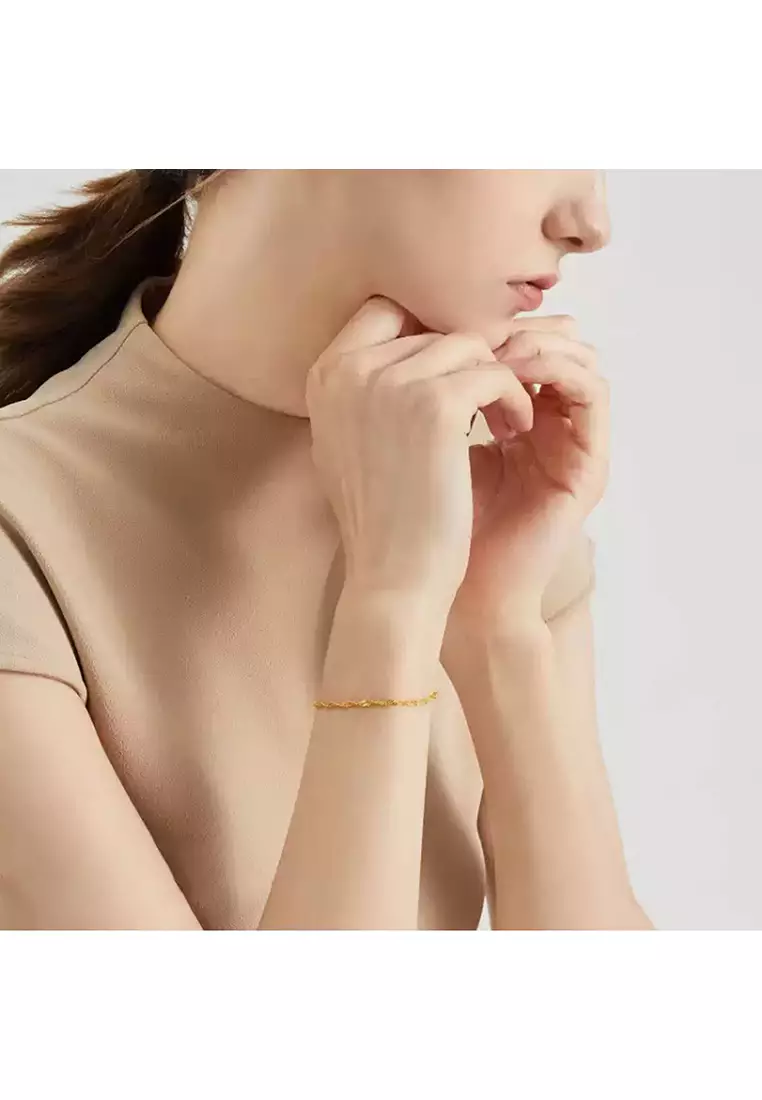 916/22K Gold Wave Chain Bracelet T001 (2.40MM)