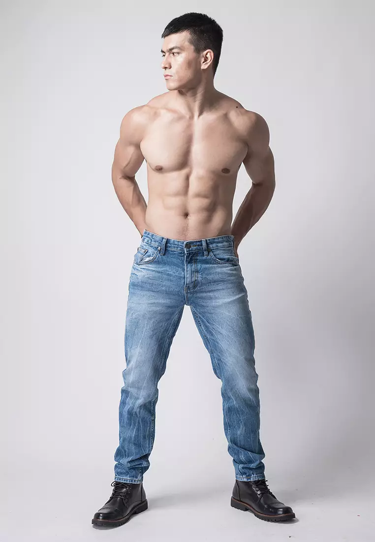 Tapered Fit Jeans Premium Blue Wash