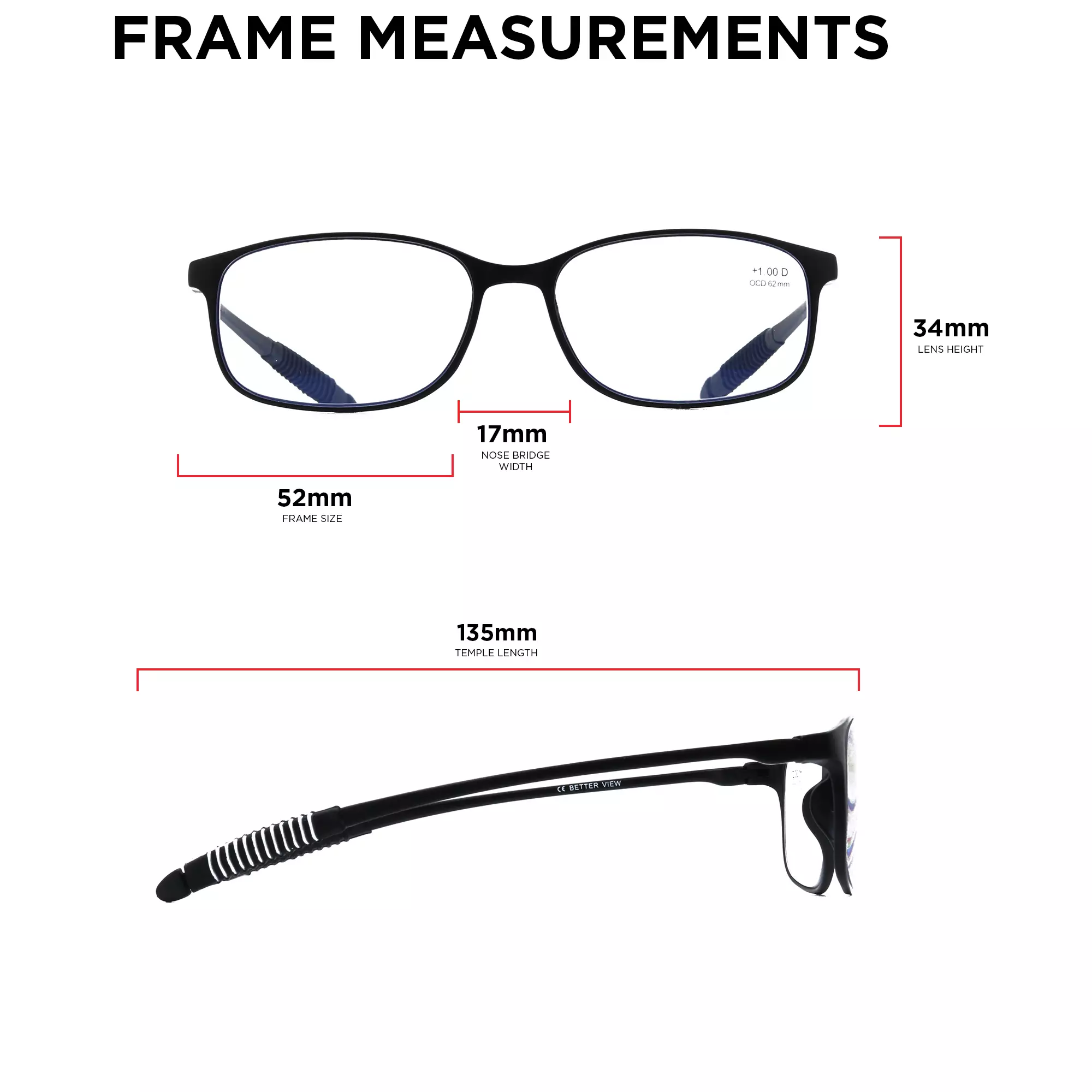 2207 (C3-Brown) +2.50 Anti-Radiation/Computer Reading Glasses