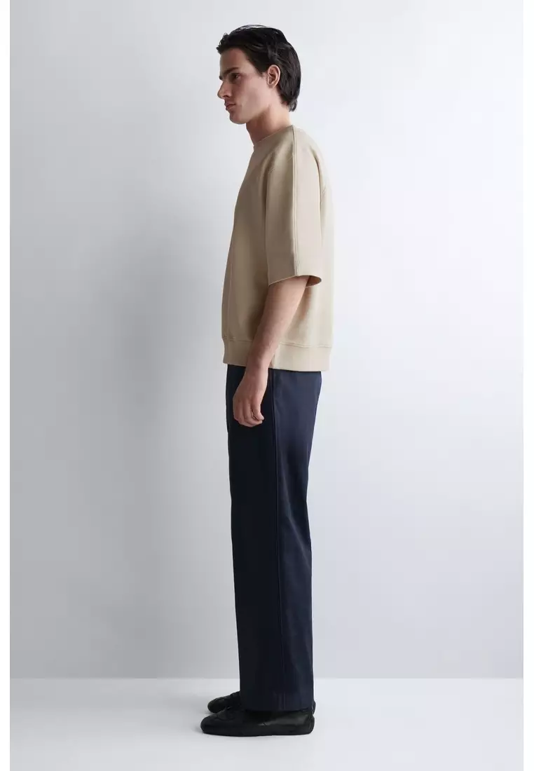 OVERSIZED SHORT-SLEEVED COTTON SWEATSHIRT