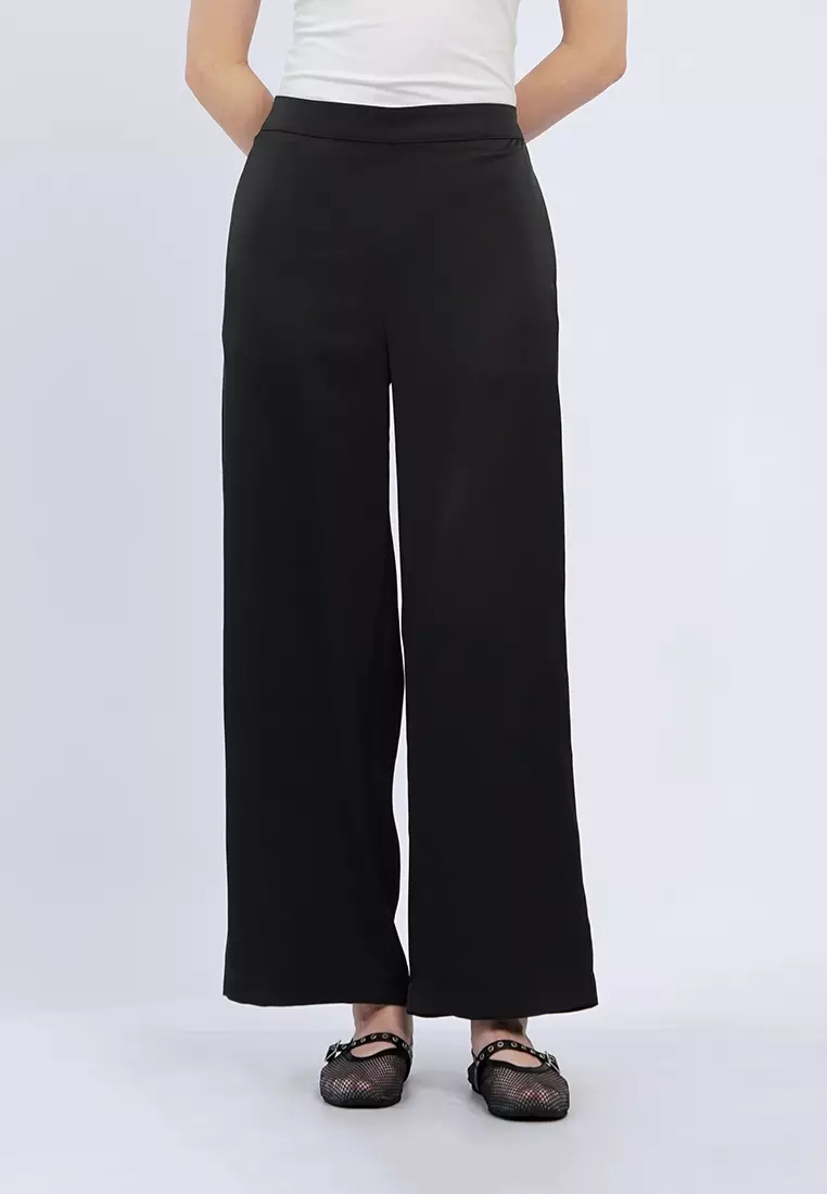 High Waist Satin Wide Leg Pants