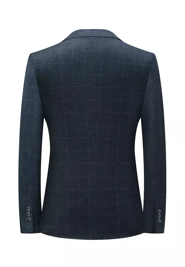 Elastic Plaid Suit Jacket LB6625