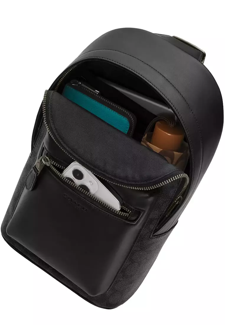 West Pack Bag In Signature Canvas in Charcoal/ Black CV924