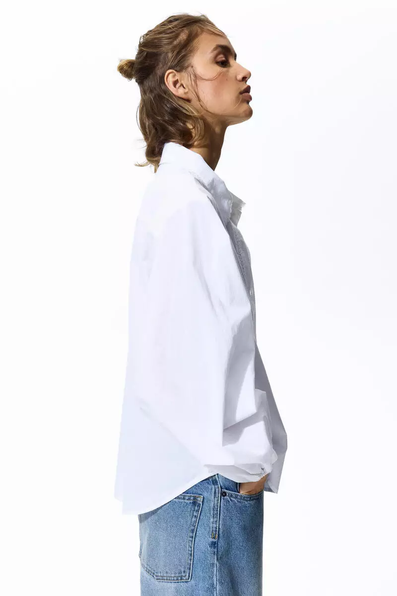 Lace-trimmed cotton shirt