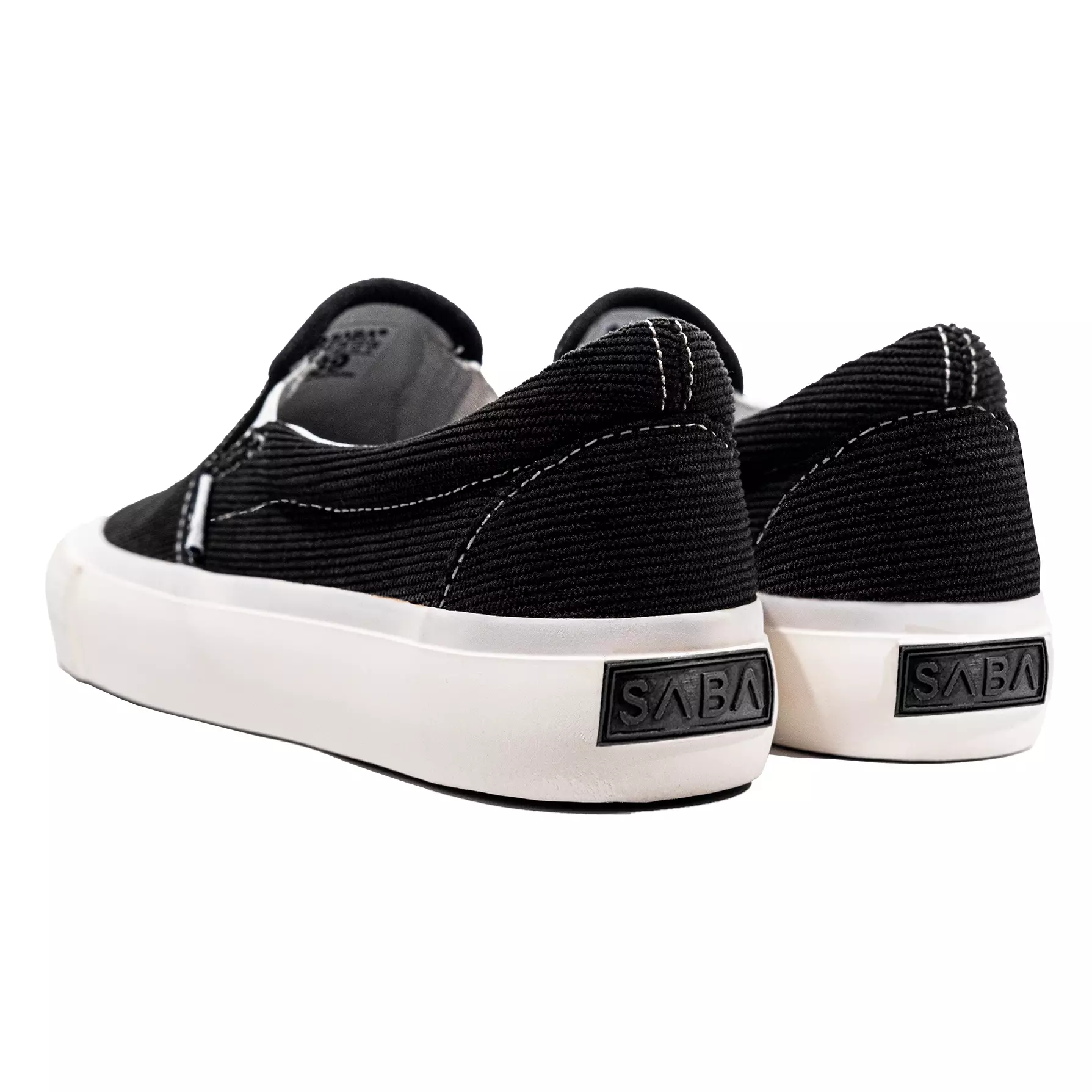SABA Corduroy Slip On Black White - Sepatu Sneakers Casual Pria Wanita CRD 01