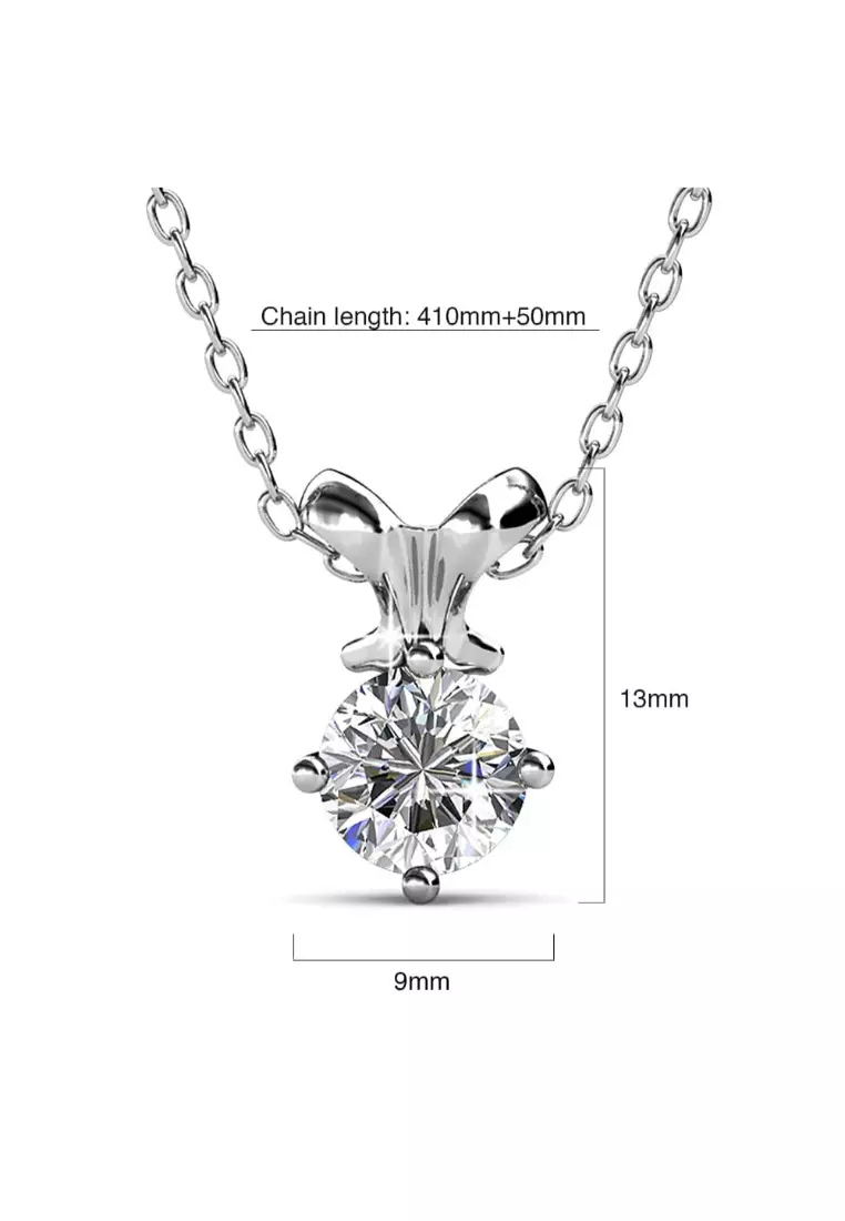 White Gold Organic Shaped Single Stone Necklace Embellished with SWAROVSKI® Crystal