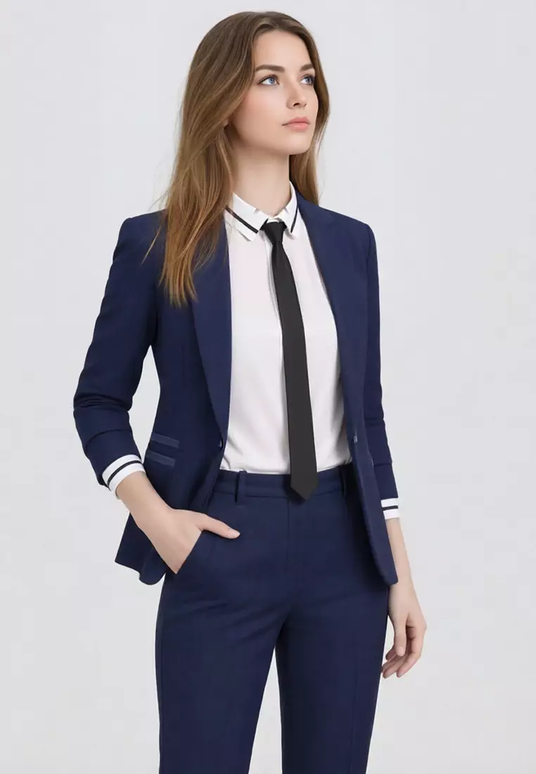 Single Button Slim Suit Blazer