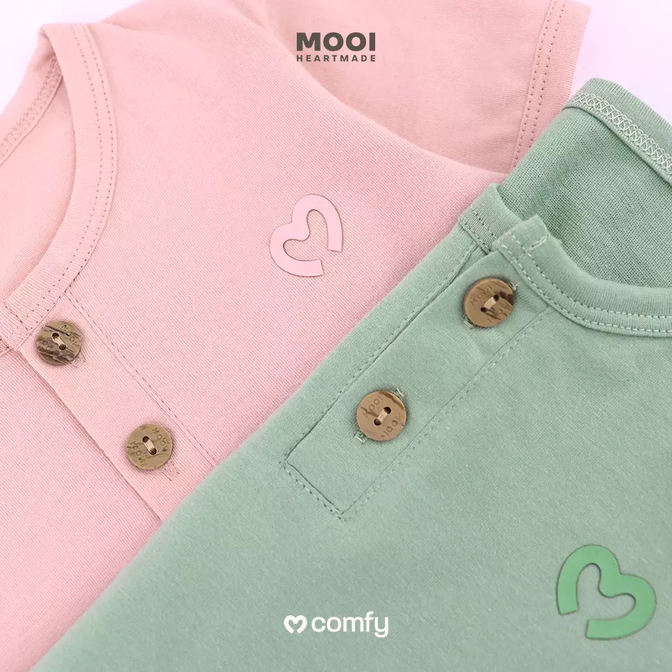 Mooi Setelan Bayi Comfy Baby Short Basic Set - Pink Blossom