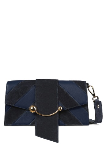 Strathberry navy MINI CRESCENT PATCHWORK LEATHER/SUEDE NAVY FC93DACCD9D4CFGS_1