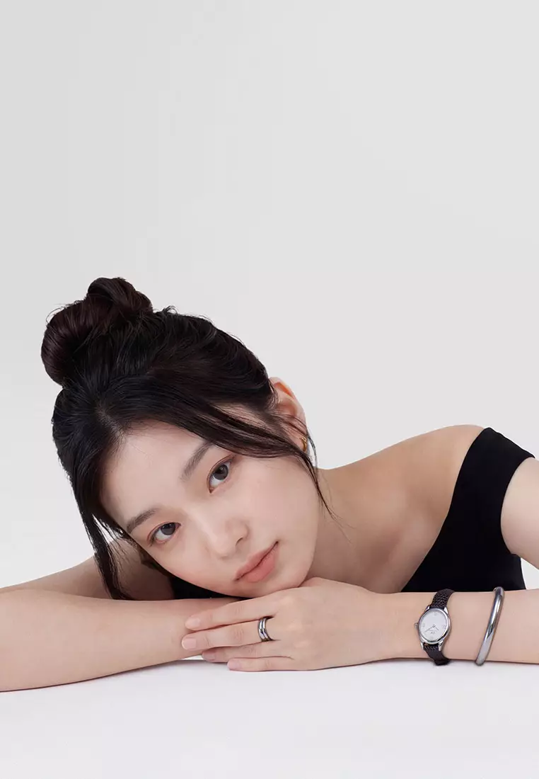 Ophelia Mini Dark Brown Lizard White Guilloché Silver - Women Watch Stainless Steel Leather Strap watch DW Official Authentic Original 女士手錶 不銹鋼手錶 DW 官方 真皮手錶 正品