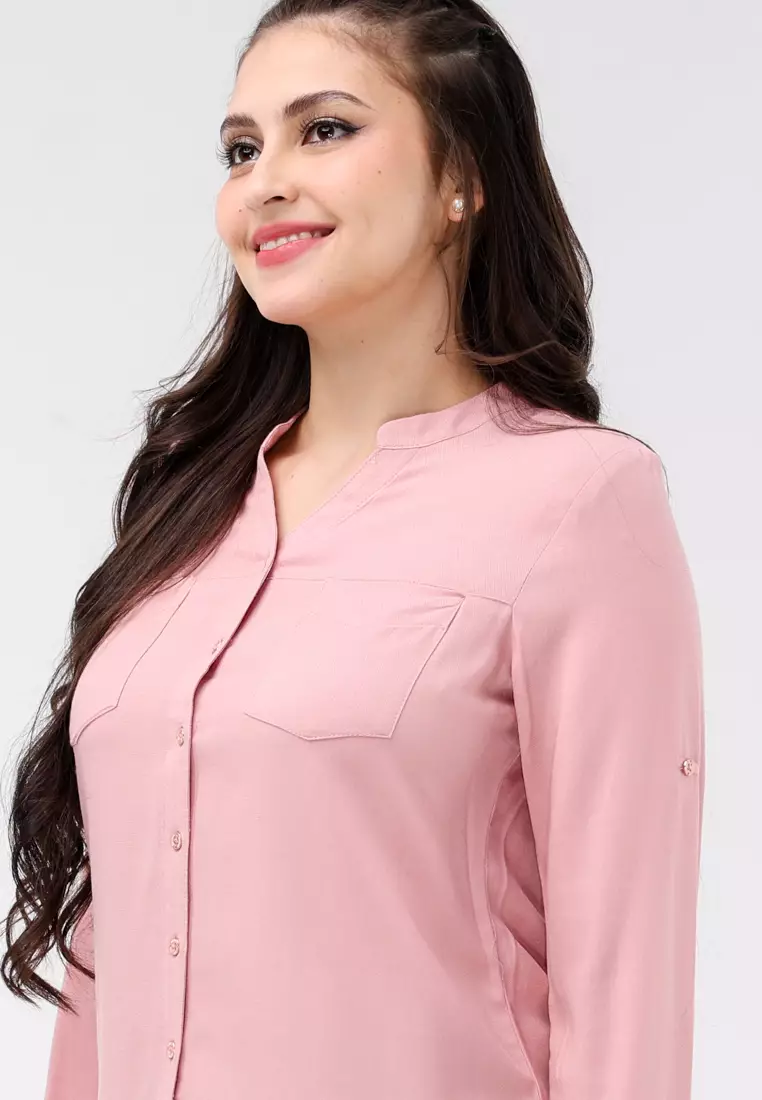 Bold Twill Rayon Long Sleeves Blouse