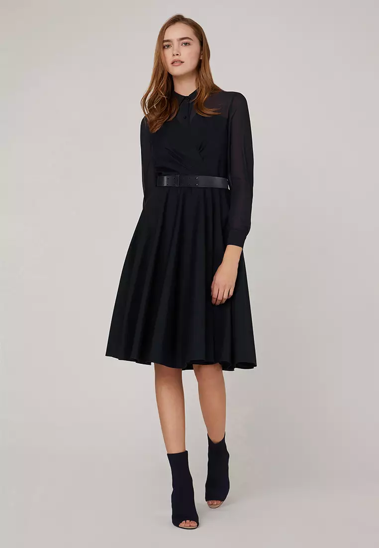 MARYLING MARYLING LONG SLEEVED A-LINE PLEATED SHIRT DRESS 2023 | Buy ...