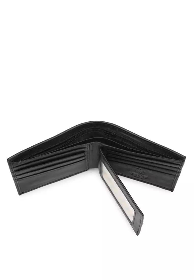 Men's RFID Blocking Tri Fold Wallet with Coin Compartment (Dompet Tri Fold Pria RFID) - Hitam