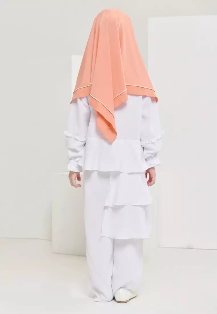 Rabbani - Setelan Baju Anak Perempuan Bani Batuta Khimar Megumi Putih