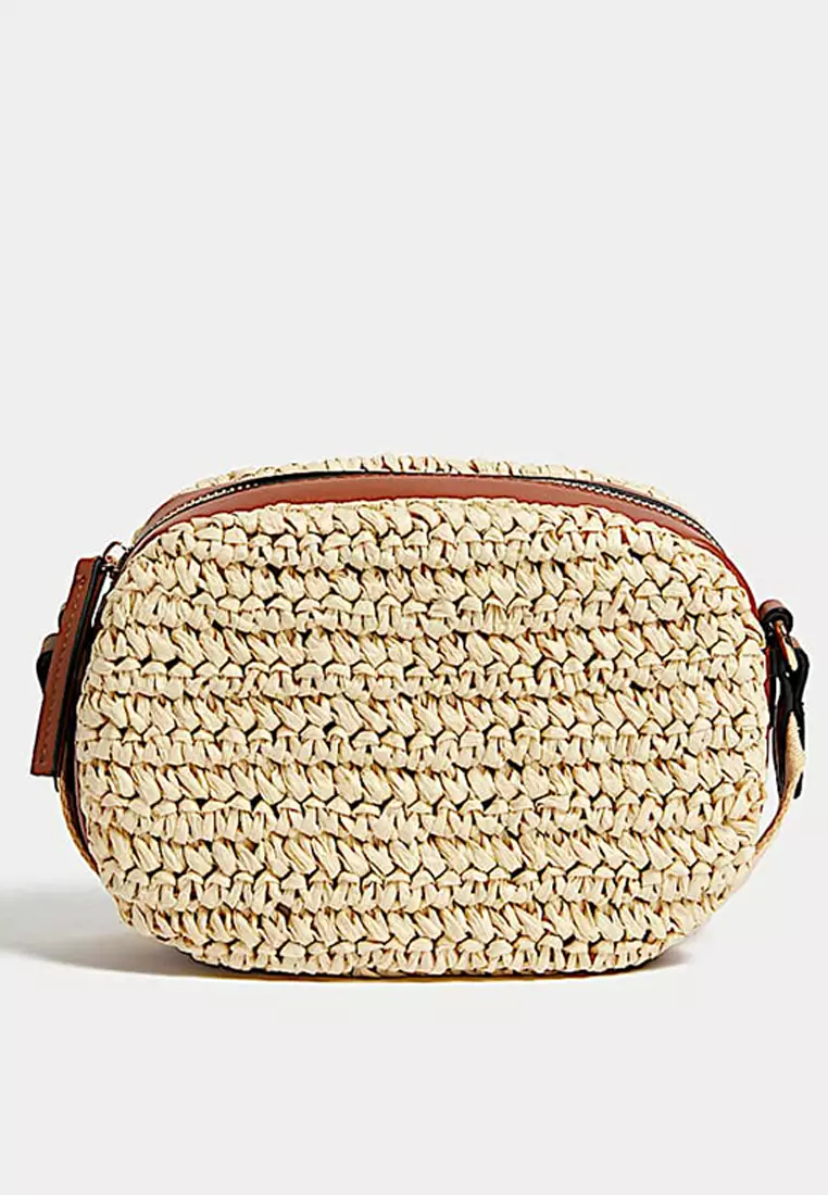Straw Camera Cross Body Bag