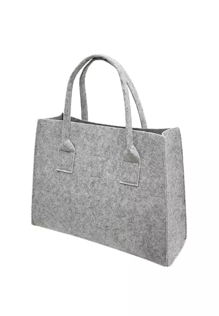 Tas Jinjing Wanita Minimalis Felt Handbag Large Compartment ORIGINAL - Gray
