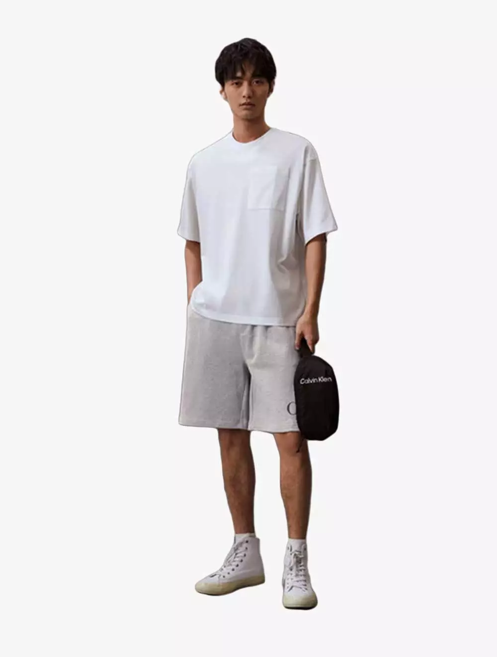 CALVIN KLEIN JEANS - CK LOGO REGULAR FIT SWEATSHORTS - Mid Grey - grey