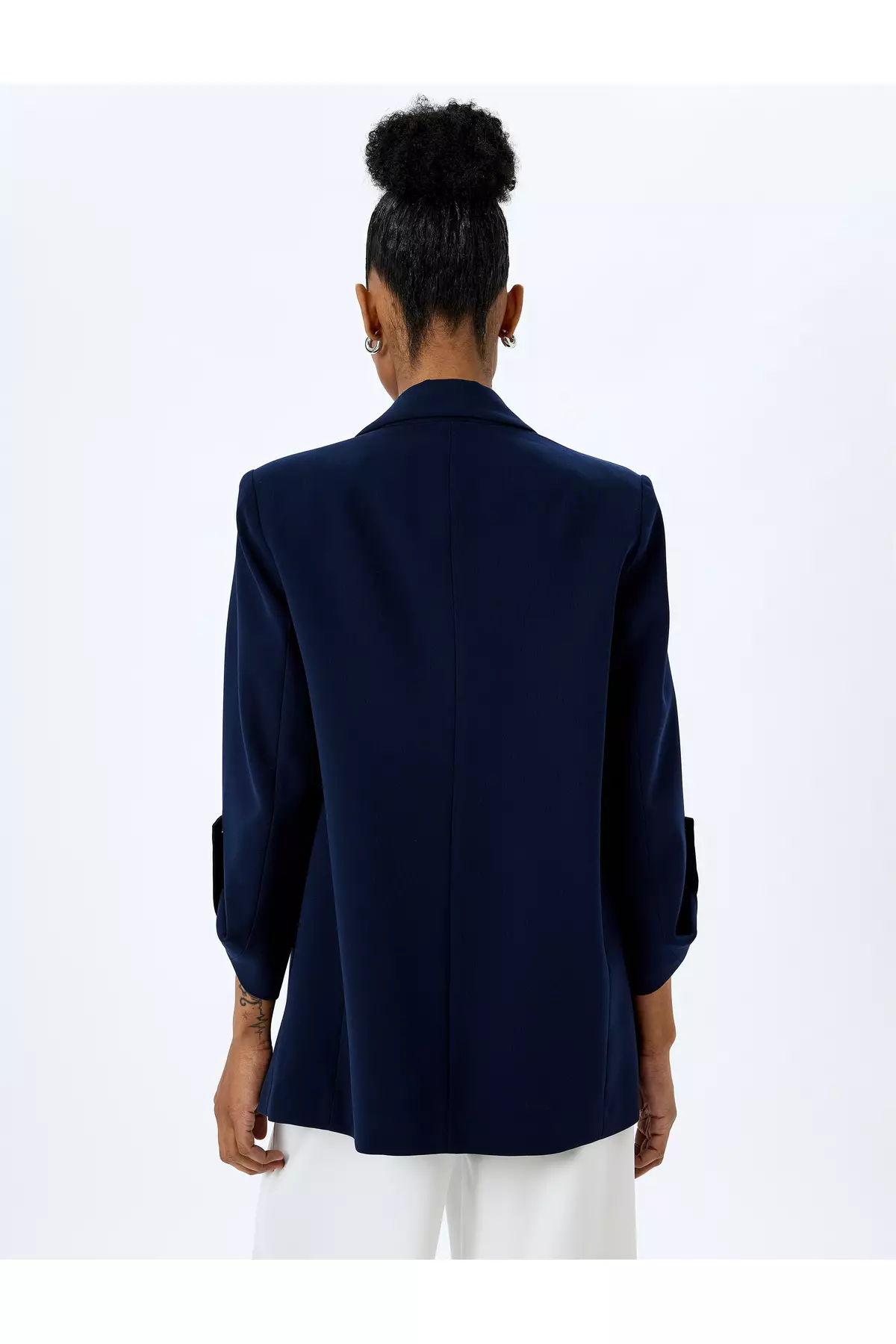 3/4 Sleeve Oversize Long Blazer Jacket With Pockets