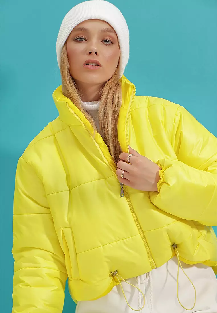 Stand Collar Double Pocketed Inflatable Puffer Jacket