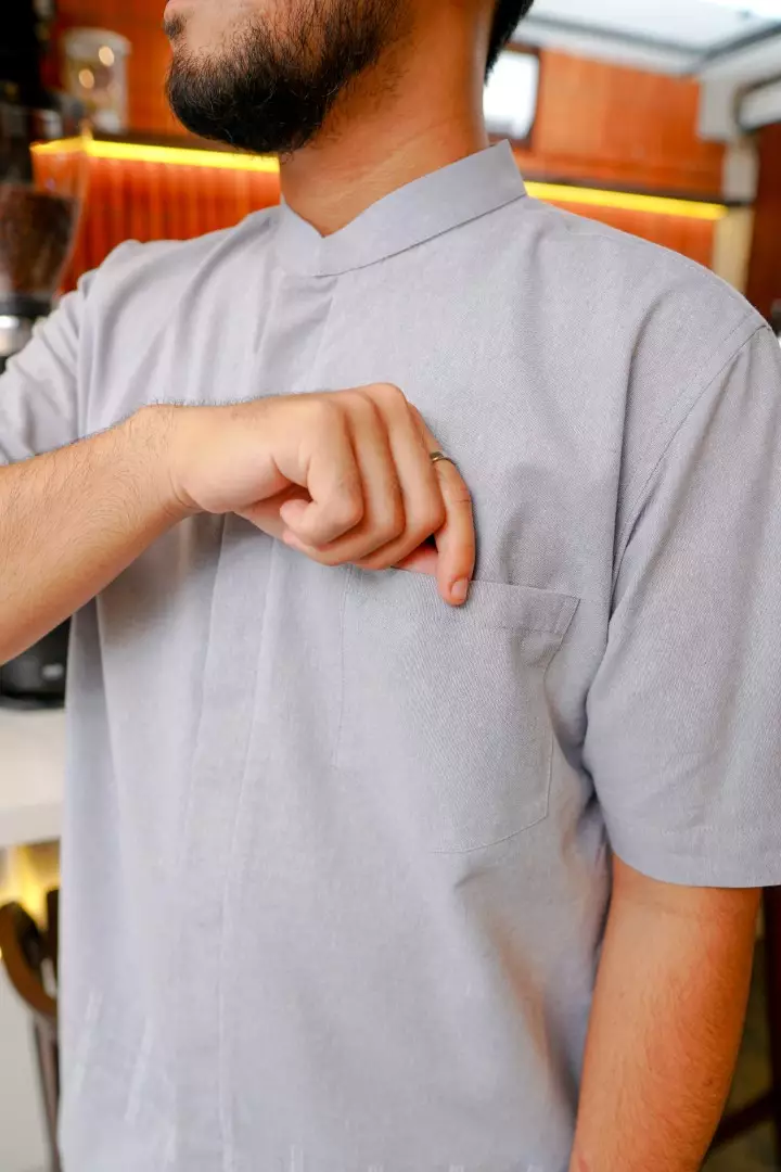 KALIVI Menswear Brown - Baju Koko Pria Lengan Pendek - Bahan Cotton Dobby