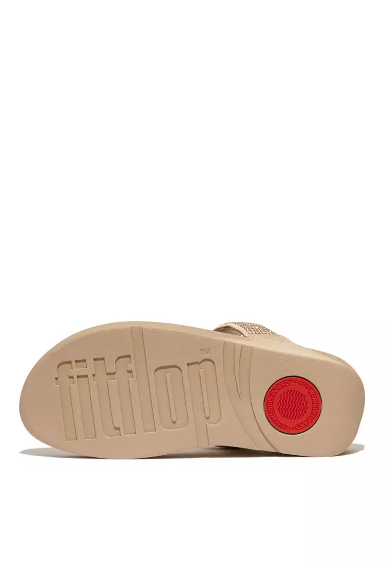 LULU Women's Crystal Embellished Toe-Post Sandals - Latte Beige (EC5-A94)