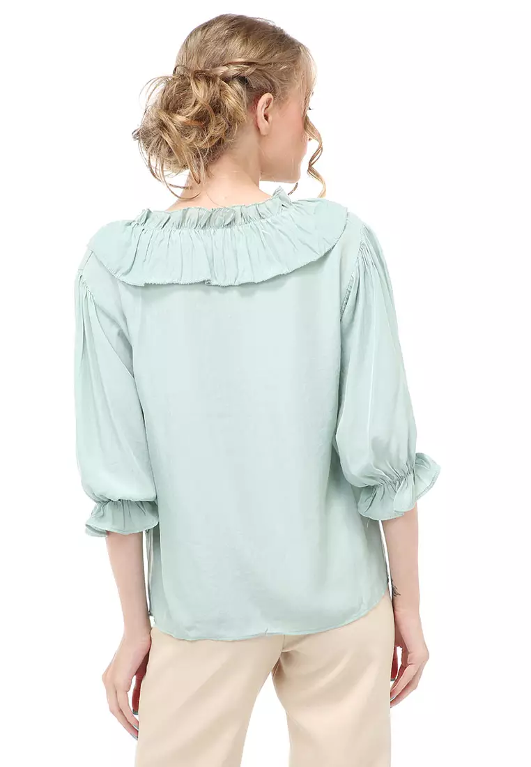 Cheva Blouse Atasan Kasual Wanita Long Sleeve Pita Depan Staylish Material Cotton ORIGINAL - Tosca