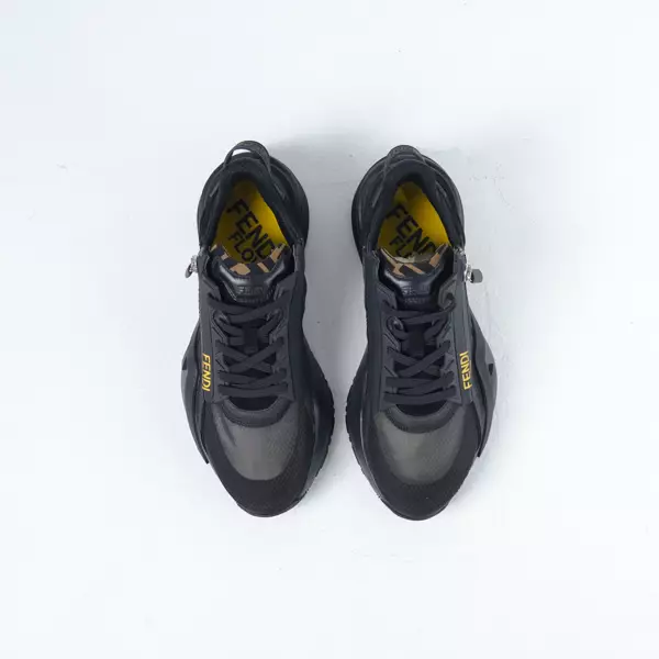 Sepatu FENDI FLOW FF YELLOW ALL BLACK SNEAKER 100% ORIGINAL