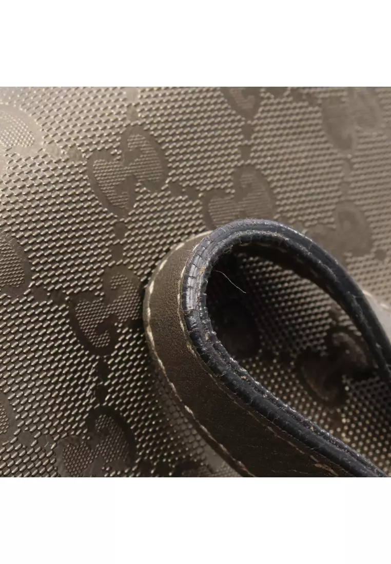 Pre-Loved Gucci GG Imprime Shoulder bag tote bag PVC leather bronze