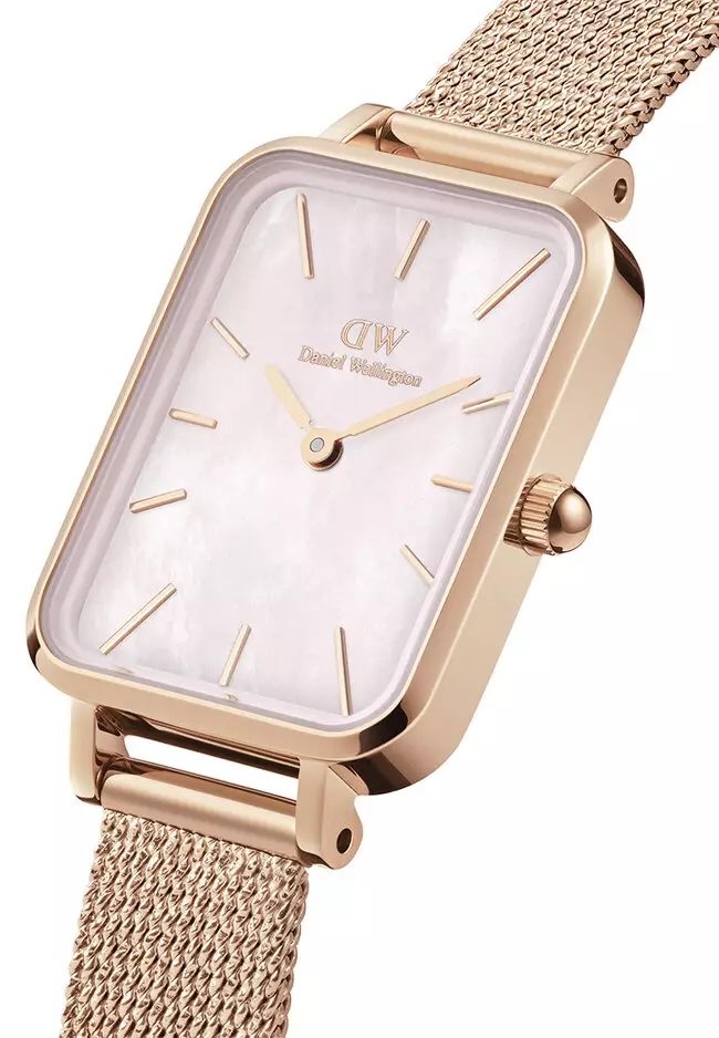 Quadro 20x26mm Pressed Melrose Rose gold Mother of Pearl Dial Watch Mesh strap Rose Gold Female watch Ladies watch Watch for women DW
