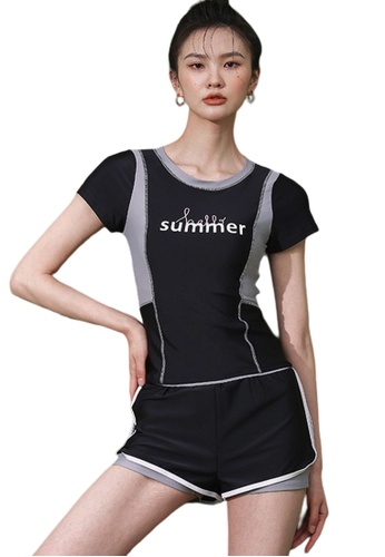A-IN GIRLS black and grey (2PCS) Fashionable Sports Split Swimsuit 1CCDCUS474975AGS_1