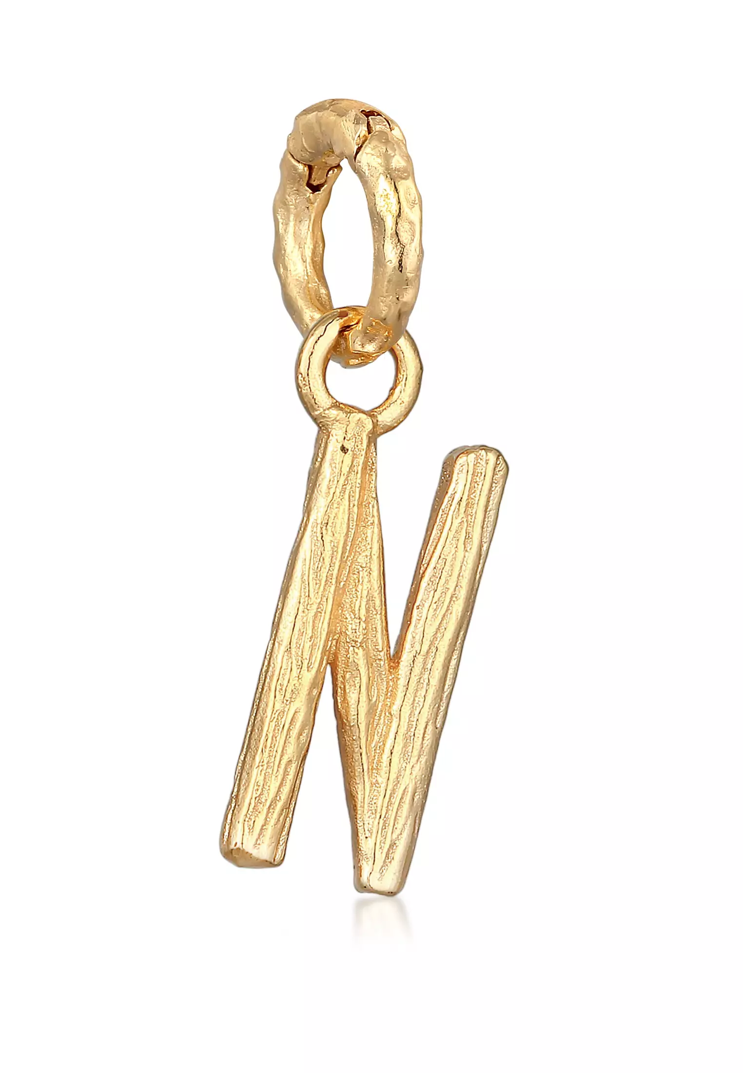 Pendants Letter N Organic Look Gold Plated