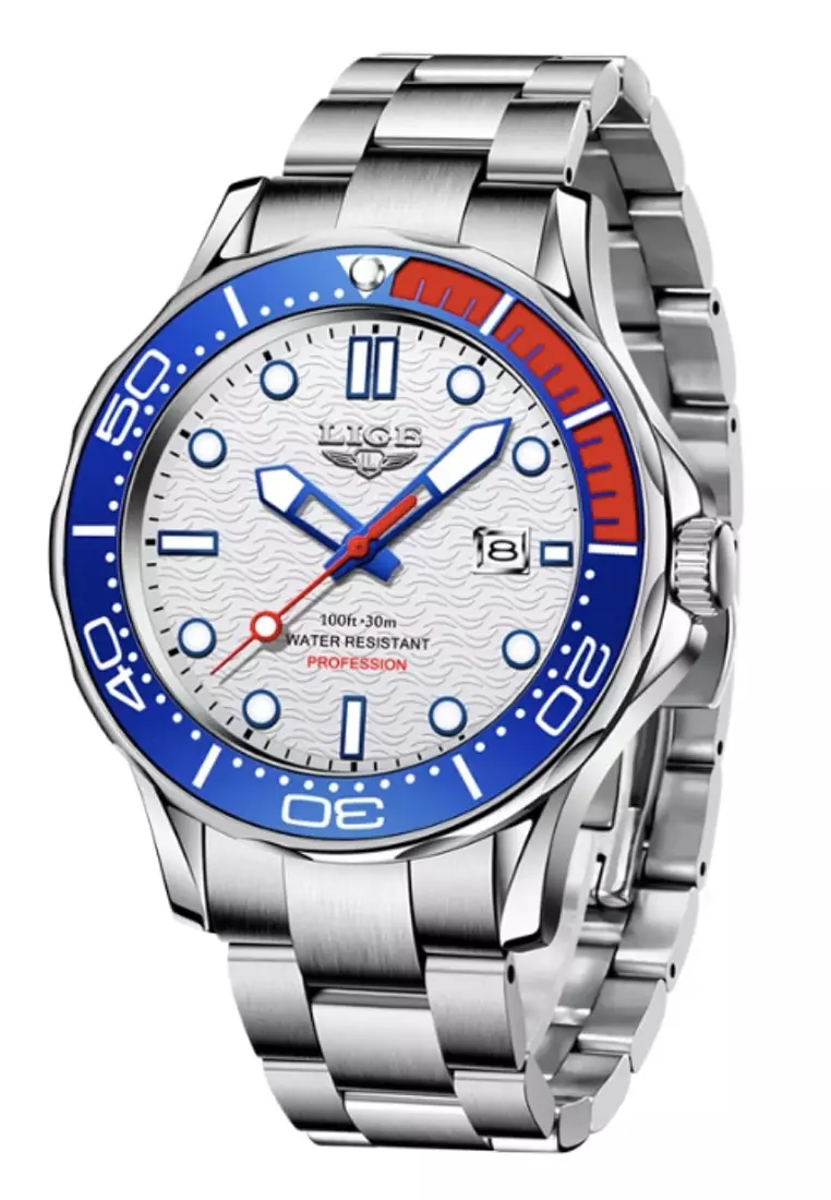 Buy LIGE LIGE Unisex Diver s Stainless Steel Quartz Watch blue