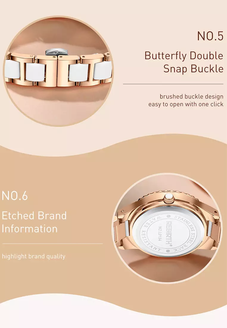 Jam Tangan Wanita Korea Berlian Original Anti Air Tali Keramik Jam Tangan Cewek New Wanita roseblack