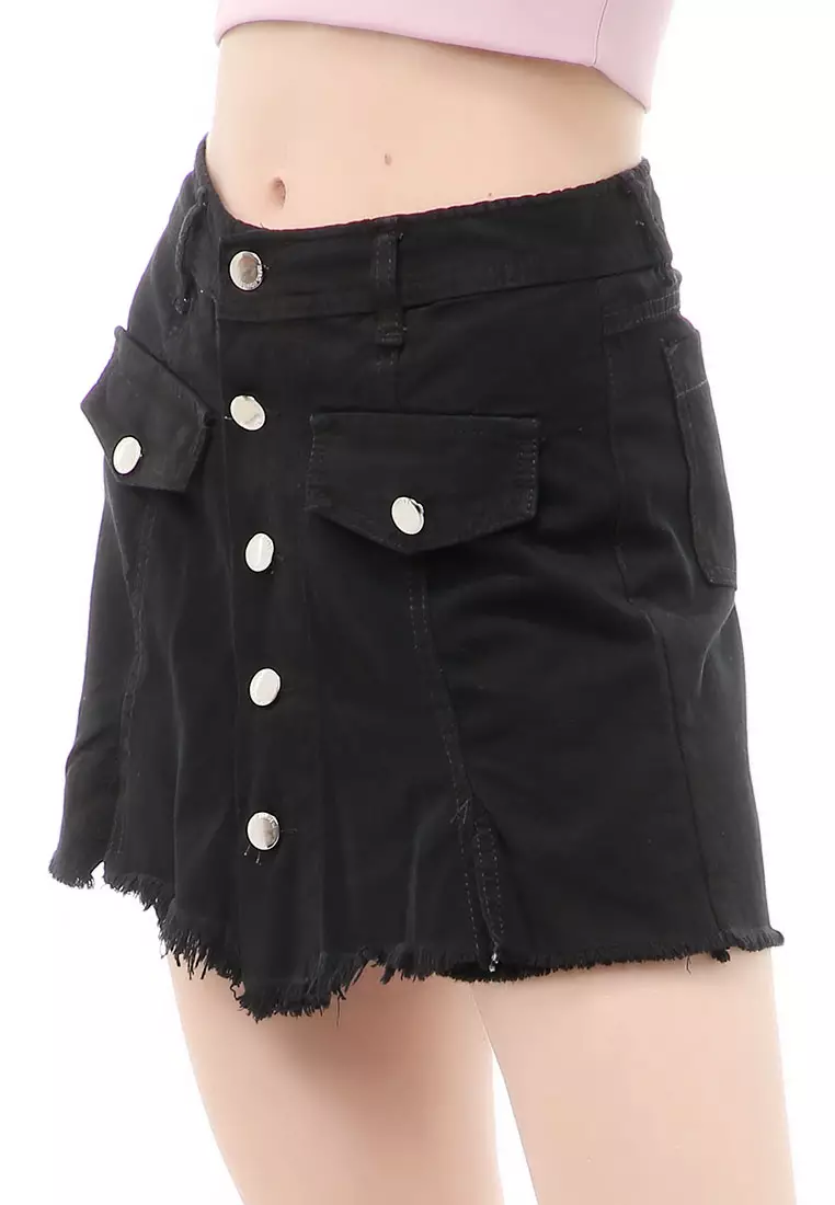 Madoc Short Skirt Pants Rok Celana Pendek Kasual Wanita Stylish Material Denim ORIGINAL - Black