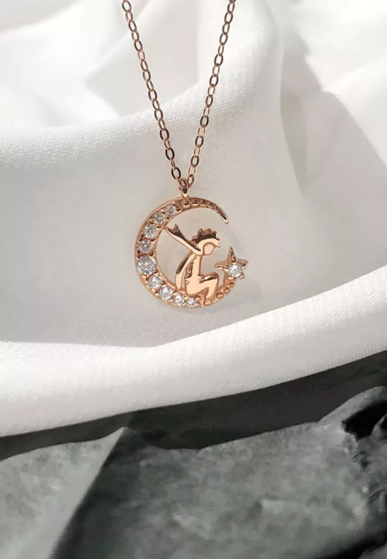 Gold diamond clearance moon necklace
