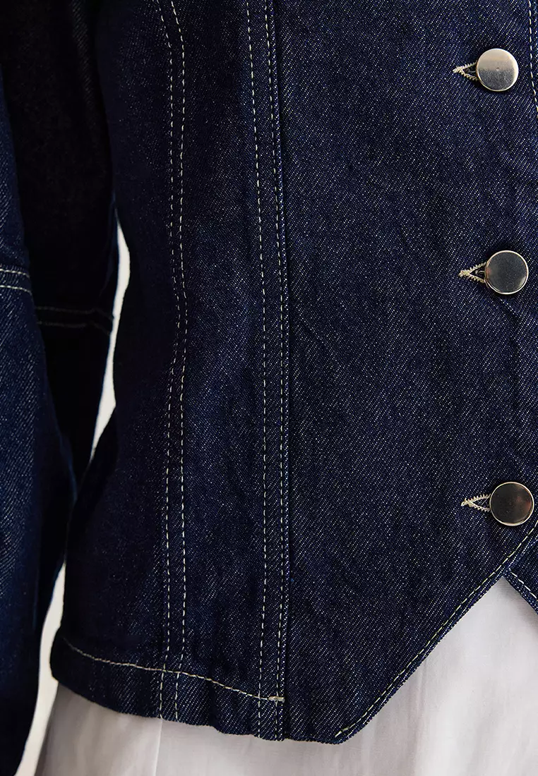 Sailor Collar Detailed Denim Jacket