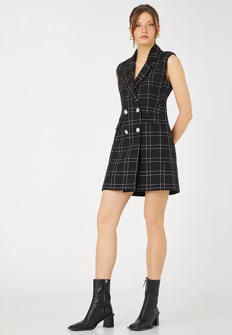 Sleeveless Wool Blend Jacket Dress